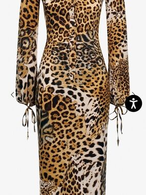Roberto Cavalli Leopard Print Dress in Natural Beige and Dark Brown